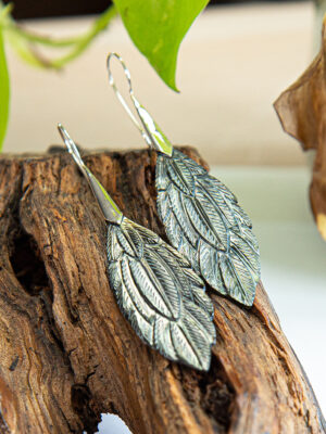 Carved Feather Earrings