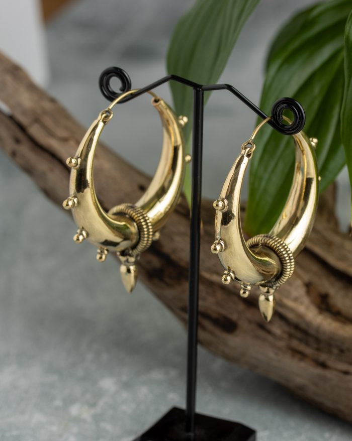 Handmade gold-plated Bali stud earrings with a bold round design, available in small and large sizes.