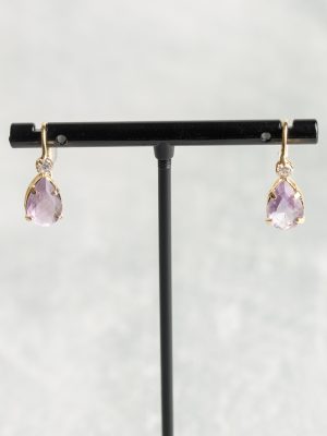 Handmade gold-plated gemstone earrings featuring crystals from Brazil, part of the Brasil collection.