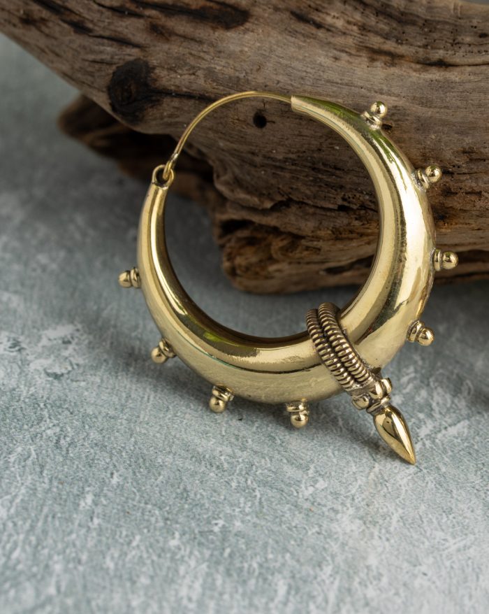 Handmade gold-plated Bali stud earrings with a bold round design, available in small and large sizes.