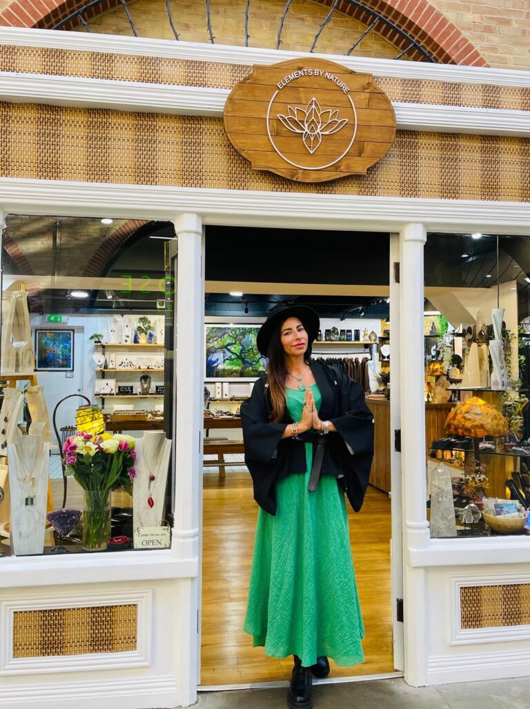 Daiane Korrosky, founder of Elements by Nature, at the door of the High Barnet shop in The Spires